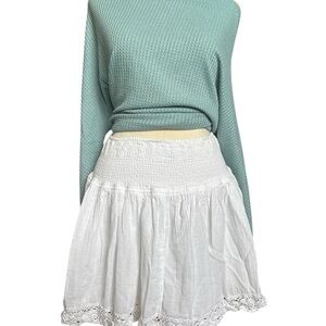 White Lace Trim Skirt